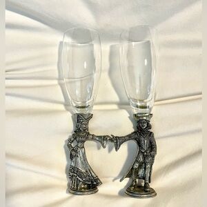 FELLOWSHIP FOUNDRY - 1991-Arthur & Guinevere 9.5” Pewter Champagne Flutes/Goblet